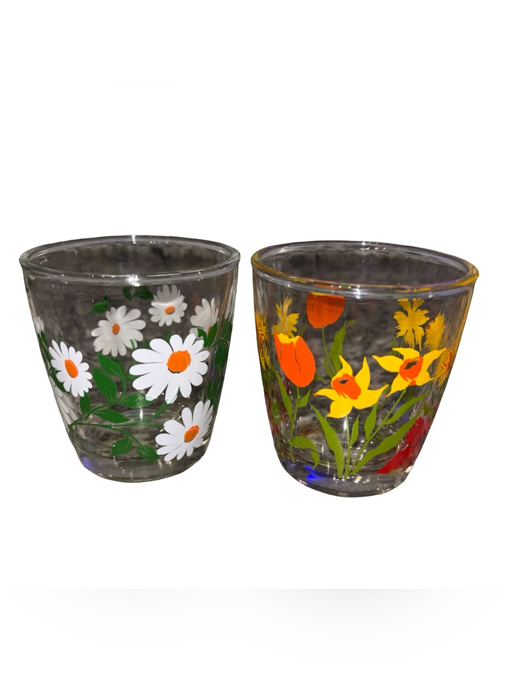 Vintage Glassware Set of 2 Floral